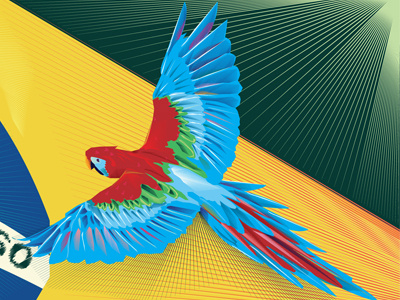 Amazon Green Winged Macaw Illustration amazon app brazil drawing feathers flat flying illustration macaw parrot samba wings