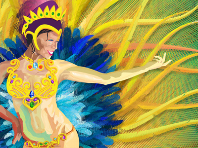 Samba Dancer Polygonal Base Line Illustration 2 abstract app brasil colorful flat illustration line mural polygonal shading technique ui