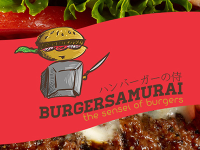 Burger Samurai beef burger character japan japanese katana manga martial arts namaste ninja sensei tomato