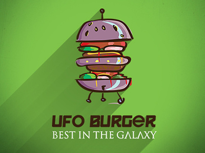 Ufo Burger alien burger comic galaxy gourmet hipster restaurant ship solar system stars sun ufo