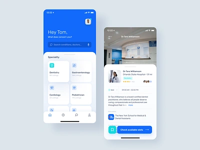 Healthcare providers search app calendar cards ui figma healthcare ios ios app list mobile app mobile app design product design search typography ui ux ux design