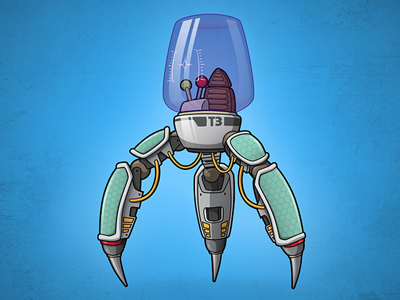 T3 Robo-Walker alien cartoon illustration robot tech vector