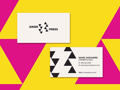 Logo and Business Cards business business cards cards collateral icon logo negative negative space pink print stationary stationary design yellow z