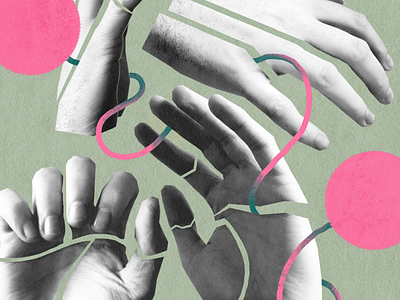 Hands Collage 1 abstract art collage composition cut finger fingers grey hand hands lines modern pink