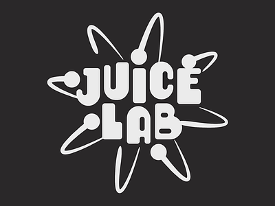 Juice Lab Logo atom beaker fruit health healthy juice lab nucleus science smoothie spin type typography