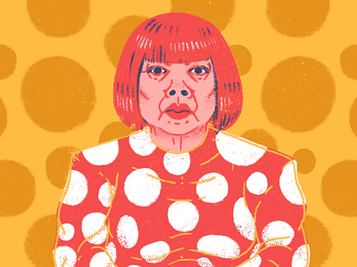 Kusama (Snippet) artist character dot dots face hair infinity japan japanese kusama mirrors modern modern art polka polka dots portrait red wig woman yayoi