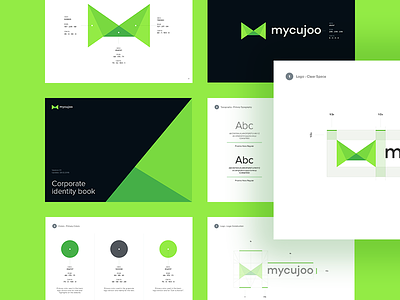 mycujoo rebranding brand brandbook clean dark design flat gradient green logo modern