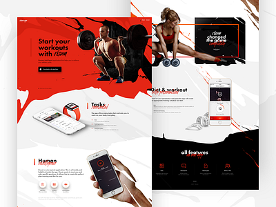 Risum app color digital fitness grunge iphone landing orange training website workout www
