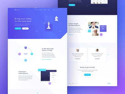 Chess Website blue clean color colors design digital elegant gradient illustration juicy landing layout simple typography ui website