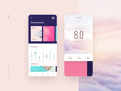 Lucid Dreaming APP blue clean colors design elegant flat gradient green layout minimal simple ui vector