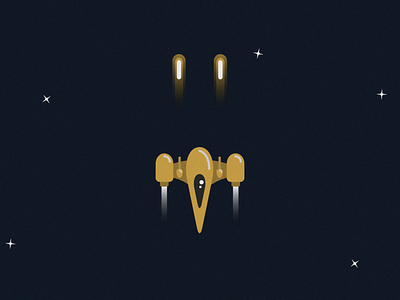 Gold fighter design flat game game art illustration space vector