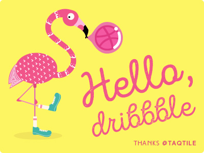 Hello, dribbble! colors firstshot flamingo hellodribbble illustration welcome