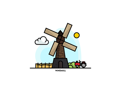 Windmill illustration vector