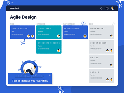 Agile Design agile board dashboard illustration kanban product design ui ux