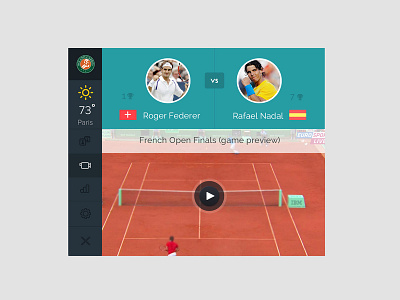Tennis widget avatar icons interface sports video