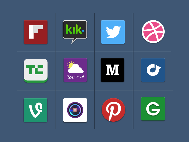 Icons icons social rdio medium dribbble yahoo mac
