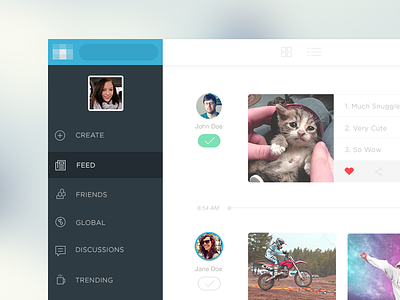 Web interface app feed icons interface menu navigation newsfeed photos social ui web