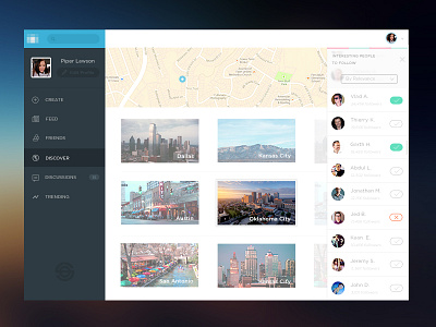 Discover UI app feed icons interface menu navigation newsfeed photos social ui web