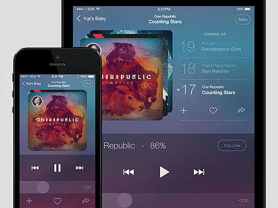 Music Player v1 app download free freebie icons ios 7 iphone 5s mockup music profile psd social