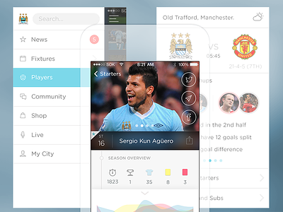 Mcfc redesign football icons iphone manchester united mcfc minimalist psd soccer sports stats