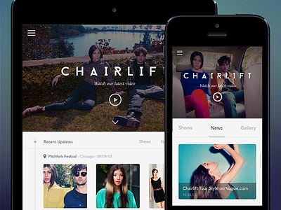 Chairlift mobile chairlift font free freebie indie ipad iphone music navigation psd redesign ui