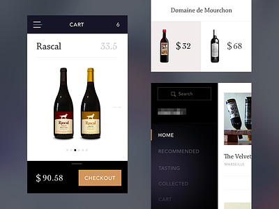Wine App app fonts ios8 iphone6 menu minimal mobile payments serif ui wine