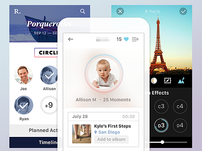 Family App albums apple discovery filters icons ios 8 minimalist photos profile psd social ui