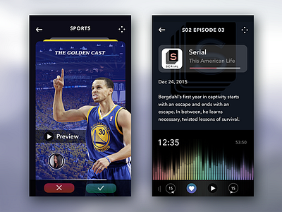 podcast app concept audio cards icons iphone6 iphone6plus mockup music podcast psd social ui