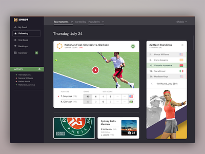 Tennis (WIP) app fonts icons menu minimalist responsive social sports tennis ui ux