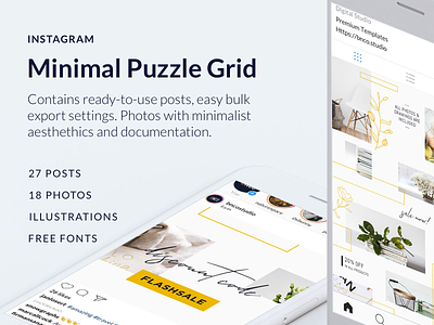 Minimal Instagram Puzzle Grid grid instagram instagram feed photoshop psd puzzle social media template
