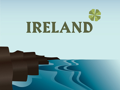 Ireland Illustration cliffs dublin flat design four leaf clover ireland irish landscape illustration travel inspired travel poster vector illustration