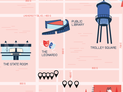 Salt Lake City Map flat design city guide utah salt lake city shopping guide map illustration map map design illustrated map illustration