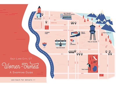 Salt Lake City Illustrated Map city guide downtown downtown map flat design illustration map map design map illustration salt lake city shop local shopping guide utah