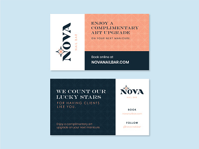 Nova Nail Bar - Free Upgrade Cards branding branding and identity card design nova salon star typography