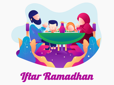 Iftar Ramadhan custom illustration design gradient illustration kareem ramadhan