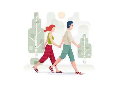 Couple in the nature character couple illustration nature people vector