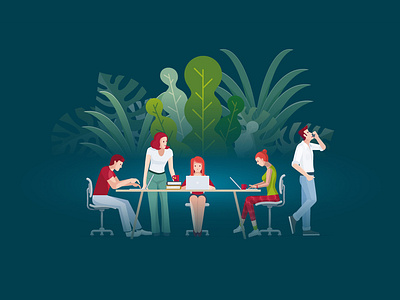 Natural Office business concept design illustration meeting nature office people teamwork vector work