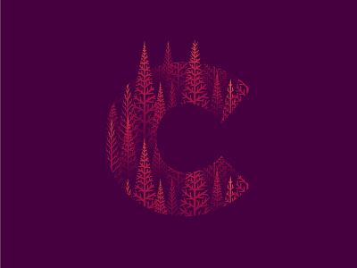 C c christmas design letter logo nature pine tree typography vector