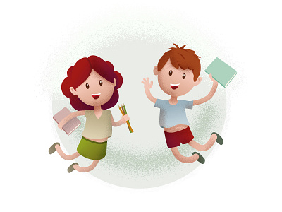 Happy kids adobe illustrator boy character children draw education girl illustration kid vector
