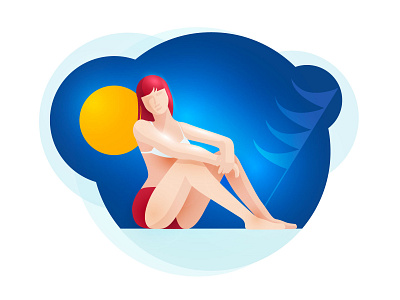 Summer Girl adobe illustrator beach bikini blue girl illustration summer sun