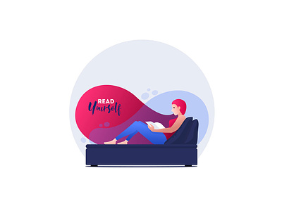 Read yourself book character design dream girl illustration people reading vector