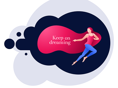Keep on dreaming character dream girl illustration vector woman