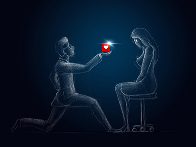 Like couple man girl i̇llustration love lover marriage proposal sketch social media