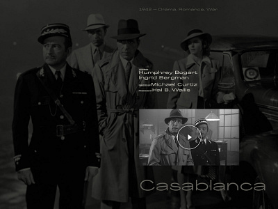 Casablanca Movie Preview article casablanca film movie movie app movie art preview typography typography design video website