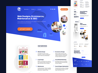 Homepage for web services company