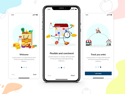 Dailykart Walkthrough screens app app design delivery app design ecommerce illustration schedule ui walkthrough walkthroughs walkthroughscreens