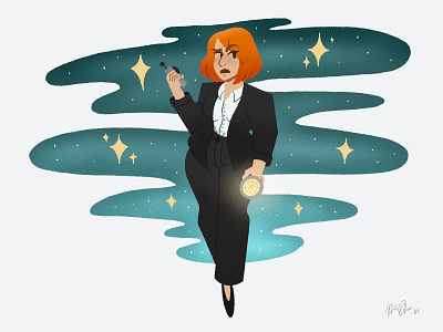 Agent Scully agent scully cute dana scully design digital illustration digitalart illustration mystery nebula outer space procreate art red head sci fi scifi scully space stars the x files x files x files