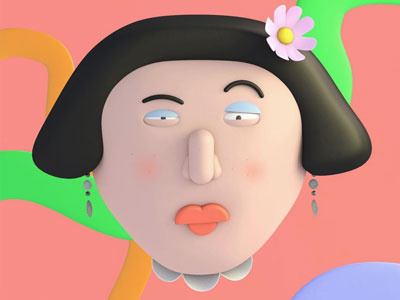 Sceptical Lady 3d c4d character illustration