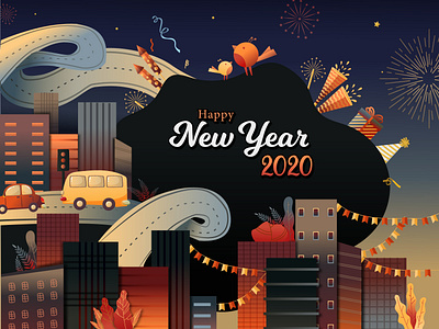New Year festive illustration new year night party vector