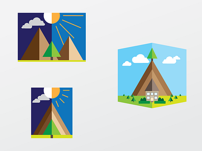 Rejected Landscape Icons day and night green icon landscape logo mountain rejected scenery